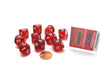 Pack of 10 D10 Transparent Dice in Display Case - Red with White Numbers
