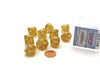 Pack of 10 D10 Glitter Dice in Display Case- Yellow with White Numbers
