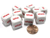 Set of 10 D6 16mm Educational English Interrogative Questions Dice- White w/ Red