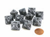 Set of 10 D8 15mm Olympic Pearlized Dice - Silver with Black Numbers