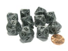 Set of 10 D10 16mm Olympic Pearlized Dice - Silver with Black Numbers
