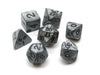 Polyhedral 7-Die Dice Set-Olympic Pearlized Silver w/ Black Numbers