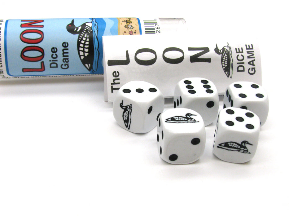 Loon Dice Game 5 Dice Set with Travel Tube and Instructions
