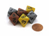 Set of 6 D8 15mm Olympic Pearlized Dice - 2 Each of Gold Silver and Bronze