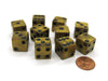 Set of 10 D6 16mm Olympic Pearlized Standard Size Dice - Gold with Black Pips