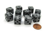 Set of 10 D6 16mm Olympic Pearlized Standard Size Dice - Silver with Black Pips