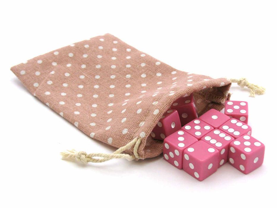 4" x 6" Shapes Gaming Pouch Dice Bag - Pink Polka Dots