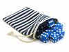3.5" x 5" Striped Gaming Pouch with Drawstring Closure Dice Bag - Blue and White