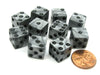 Set of 10 D6 12mm Olympic Pearlized Dice - Silver with Black Pips