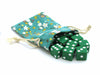 3" x 4" Flower Gaming Pouch Linen Dice Bag with Drawstring Closure - Green