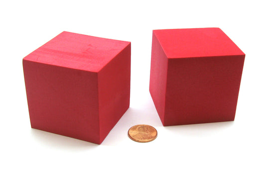 Pack of 2 Large Jumbo 50mm Blank Foam Dice Cubes - Red