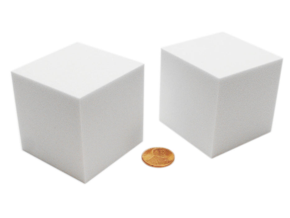 Pack of 2 Large Jumbo 50mm Blank Foam Dice Cubes - White