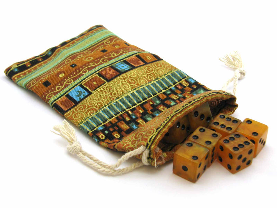 4" x 6" Geometric, Abstract Gaming Pouch Dice Bag - Gold