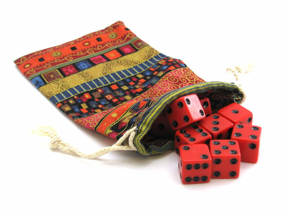 4" x 6" Geometric, Abstract Gaming Pouch Dice Bag - Red