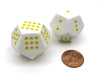 Pack of 2 Large 28mm D12 Spotted 1 - 12 RPG D&D Gaming Dice - White with Yellow