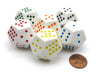 Pack of 6 28mm D12 Spotted Dice - White with: Black Red Green Blue Yellow Orange