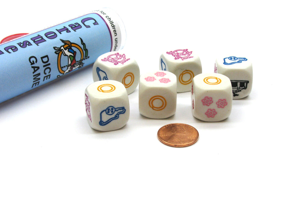 Carousel Dice Game 6 Dice Set with Travel Tube and Instructions