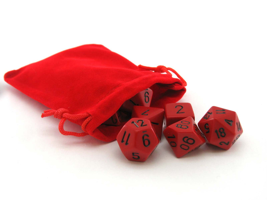 3" x 4" Soft Drawstring Gaming Pouch Dice Bag - Red