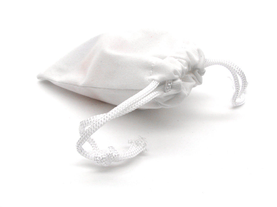 3" x 4" Soft Drawstring Gaming Pouch Dice Bag - White