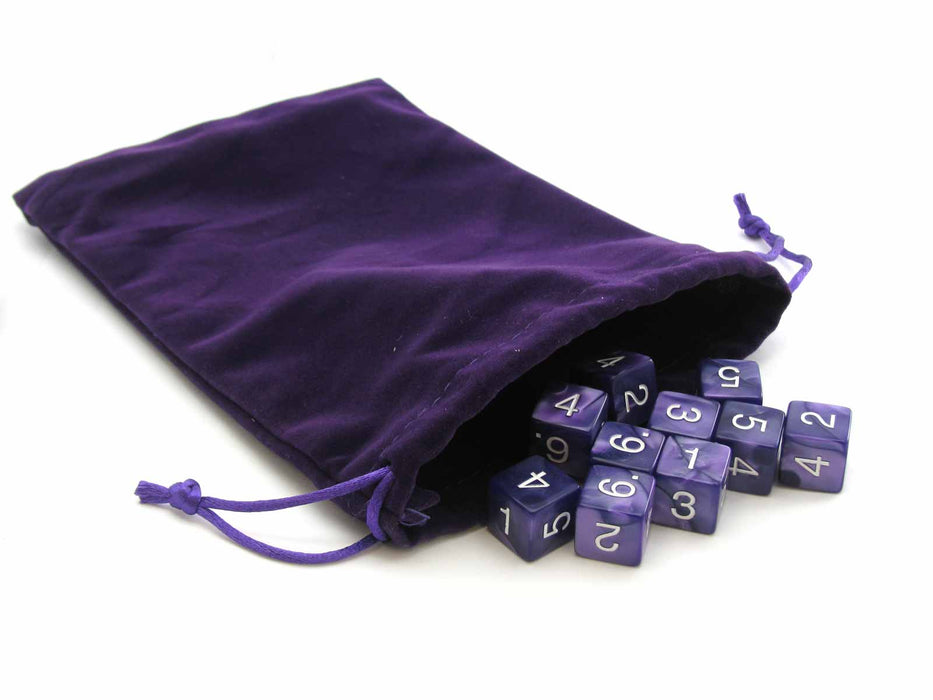 6" x 8" Soft Velvet Drawstring Gaming Pouch Dice Bag - Purple