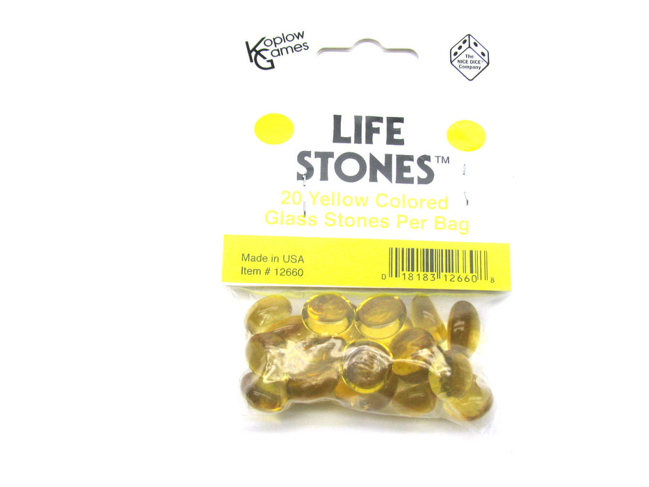Pack of 20 Life Stone Gaming Glass Stones - Yellow