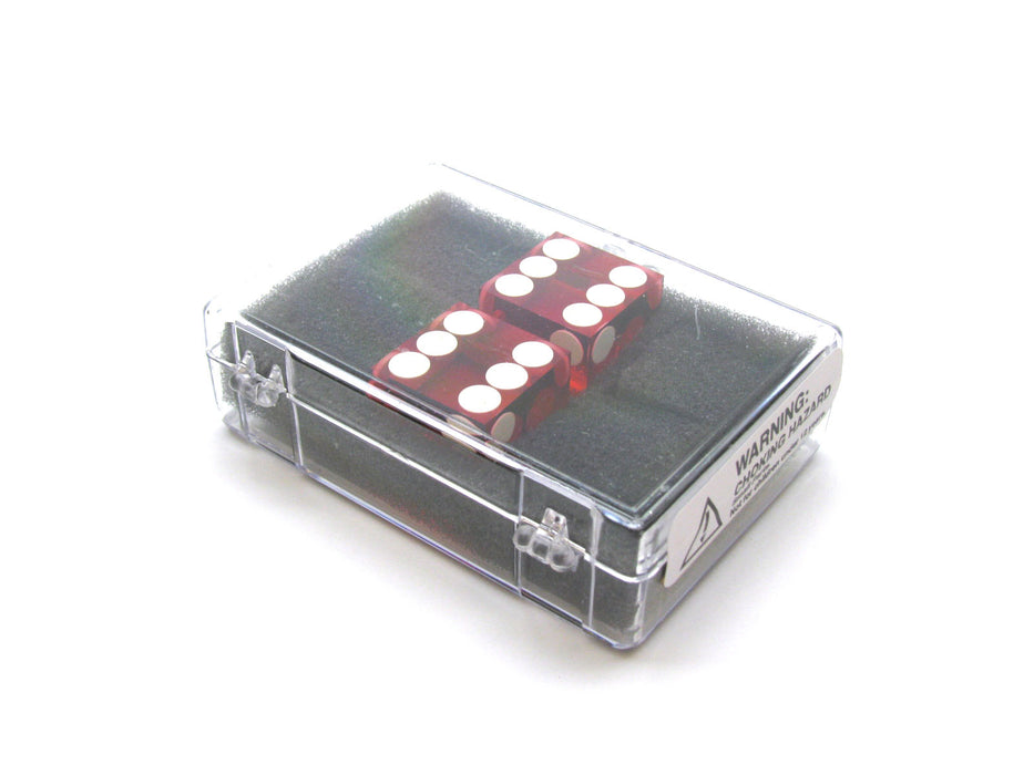 Case of 2 Large 19mm Transparent Non-Precision Dice - Red with White Pips
