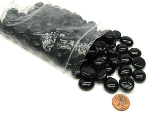 Bag of 100 Glass Stones Game Markers - Black