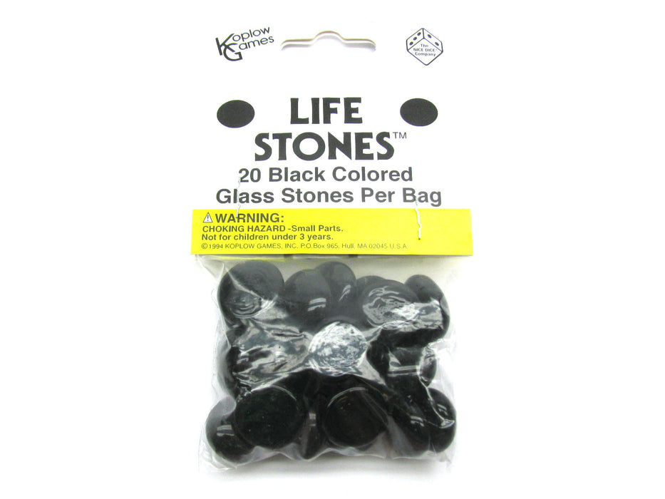 Pack of 20 Life Stone Gaming Glass Stones - Black