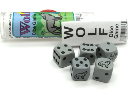 Wolf Dice Game 5 Dice Set with Travel Tube and Instructions