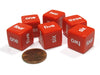 Set of 6 D6 16mm Word Number Dice - Red with White Numbers