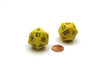 Pack of 2 D20 20-Sided Jumbo Opaque Dice - Yellow with Black Numbers
