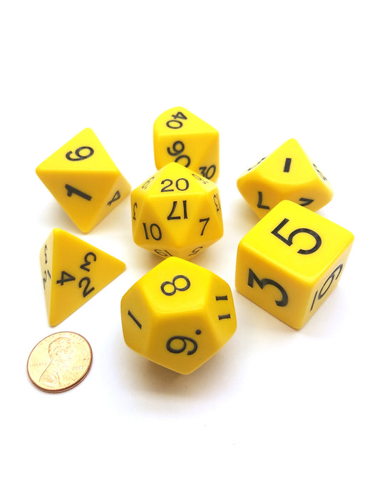 Jumbo Polyhedral 7-Die Dice Set 23mm-29mm-Yellow with Black Numbers