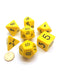 Jumbo Polyhedral 7-Die Dice Set 23mm-29mm-Yellow with Black Numbers