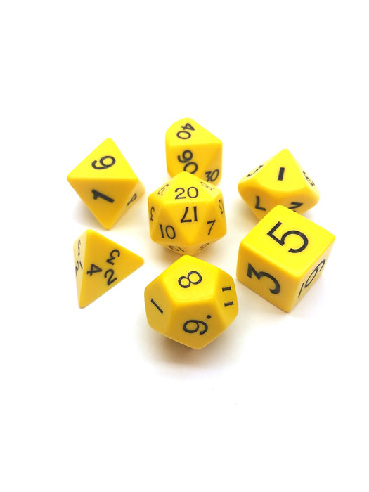 Jumbo Polyhedral 7-Die Dice Set 23mm-29mm-Yellow with Black Numbers