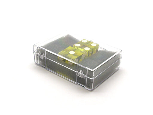 Case of 2 Large 19mm Transparent Non-Precision Dice - Yellow with White Pips