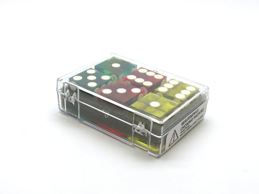 Case of 6 Large 19mm Transparent Non-Precision Dice - 2 Each of Green Red Yellow