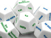 Pack of 6 D12 Large 28mm Place Value White Dice - 3 Green and 3 Blue Etches