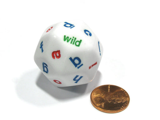 1 White Alphabet Lowercase Triantakohedron D30 30 Sided 30mm Jumbo Dice