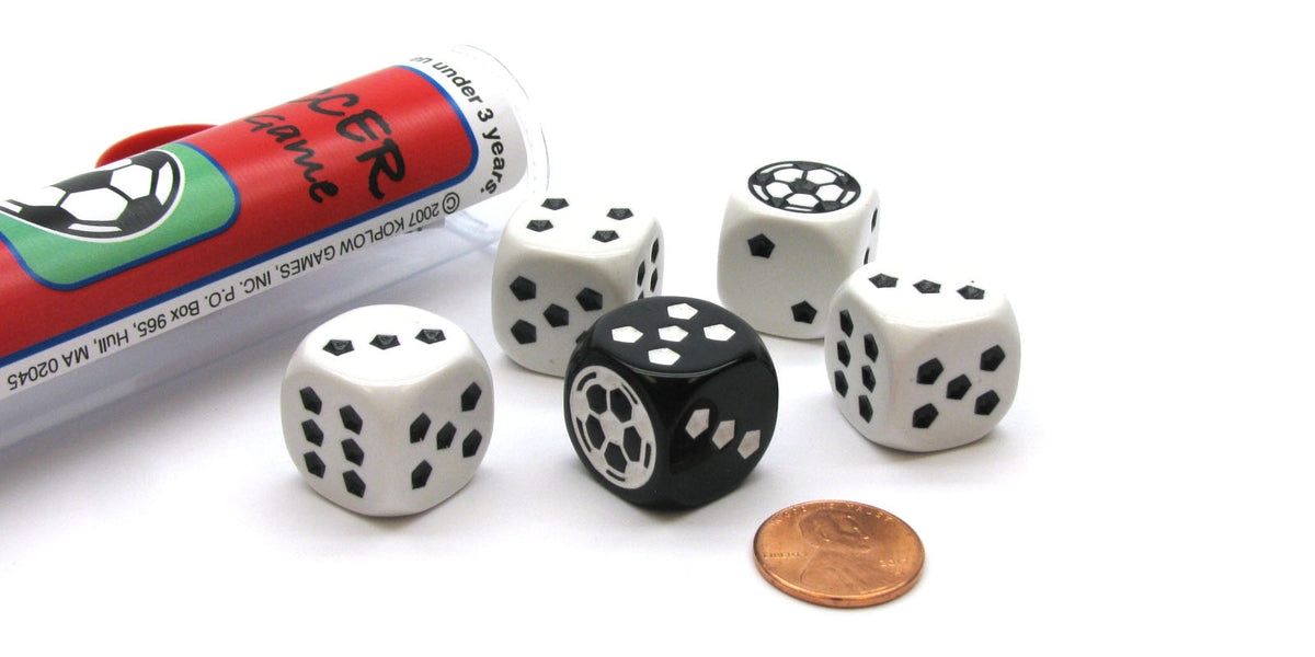 Kaput Dice Game Set with 5 White Dice, Travel Tube and Gaming Instructions