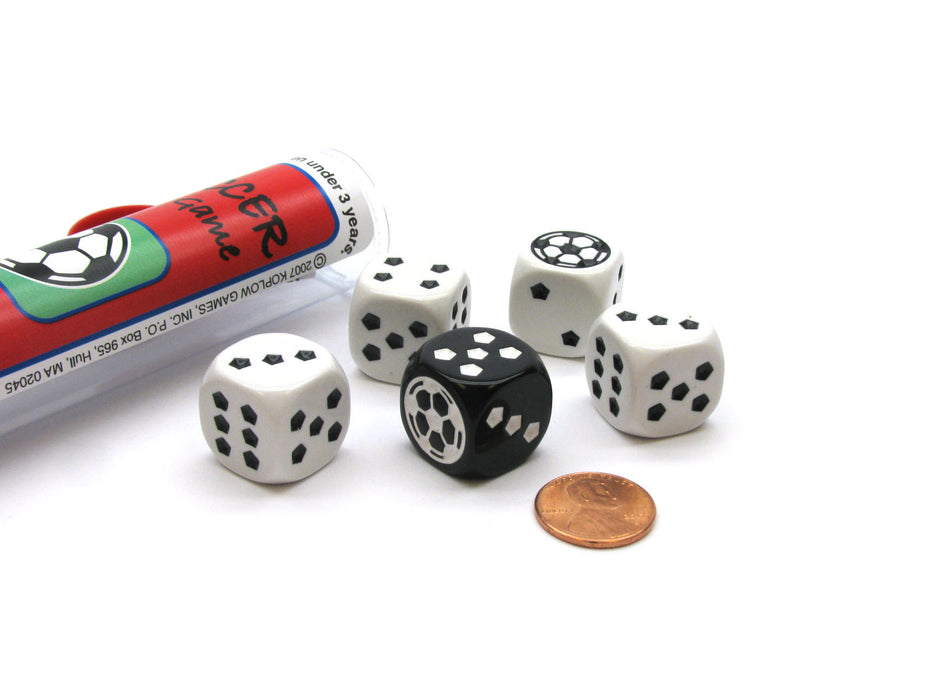 Soccer Dice Game 5 Dice Set with Travel Tube and Instructions