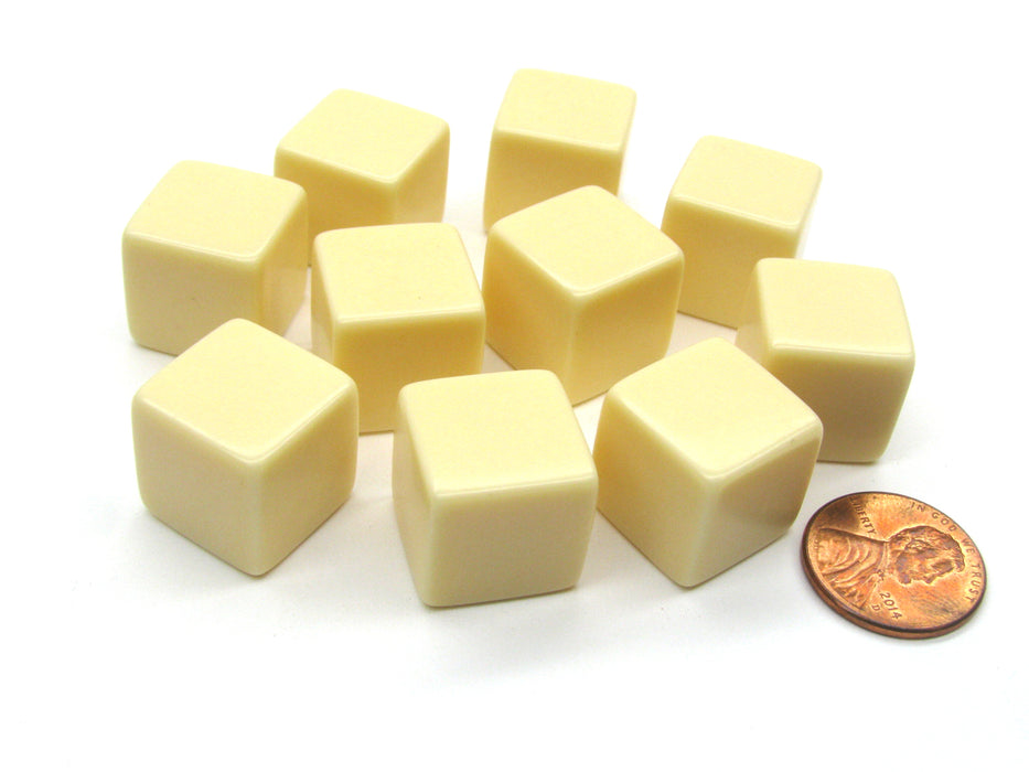 Set of 10 D6 16mm Blank Opaque Dice - Ivory