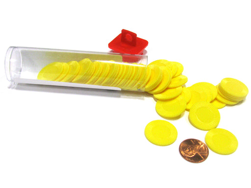 Set of 50 7/8" Easy Stacking Plastic Mini Playing Poker Chips - Yellow