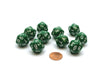 Pack of 10 20-Sided D10 Dice Numbered 0-9 Twice - Green with White Numbers