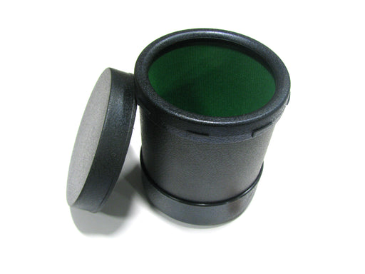 4" Tall Plastic Dice Cup Lined with Green Cloth and Twist Off Lid
