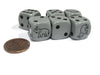 Set of 6 Elephant Dice 16mm D6 Rounded Edges Dice - Gray with Black Pips