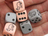 Set of 6 Elephant 16mm D6 Round Edged Animal Dice - 3 Pink and 3 Gray