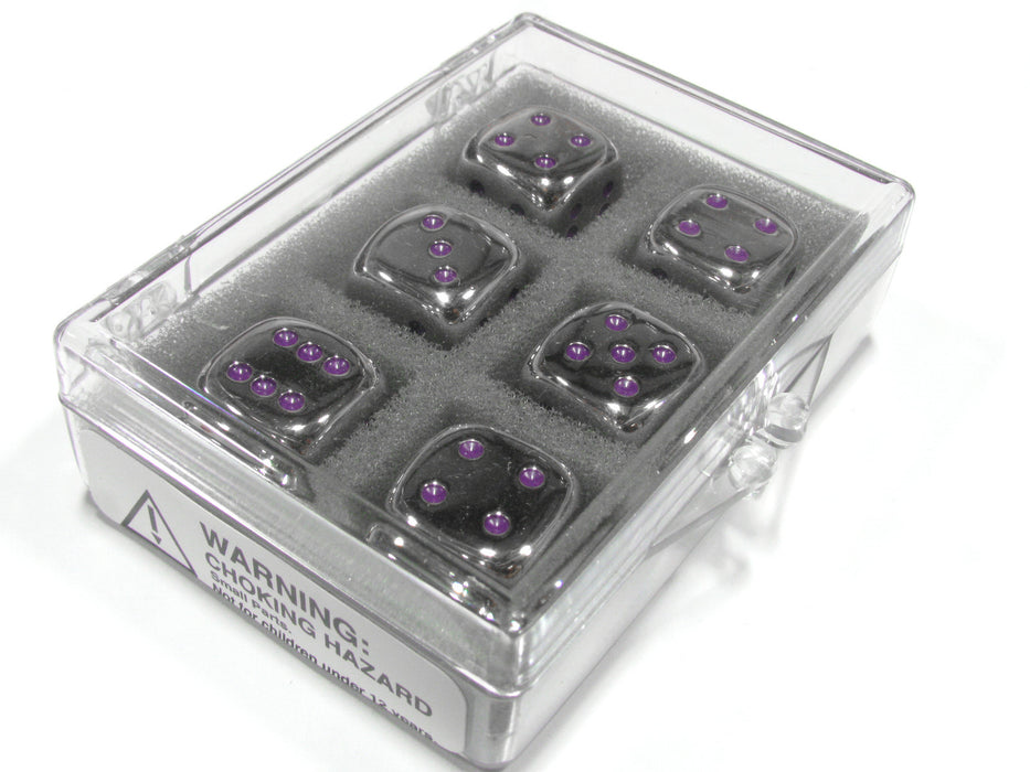Box of 6 Zinc Alloy Metal Dice Die Six D6 6 Sided 15mm RPG Board Game Purple
