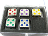 Pack of 5 D6 15mm Metal Dice - Silver with Blue, Green, Purple, Red, and Yellow