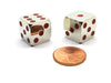 Box of 2 Zinc Metal Alloy D6 15mm Heavy Dice - Red Pips