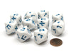 Pack of 10 D10 Hebrew Numeral Dice, 1 to 10 - White with Blue Numbers